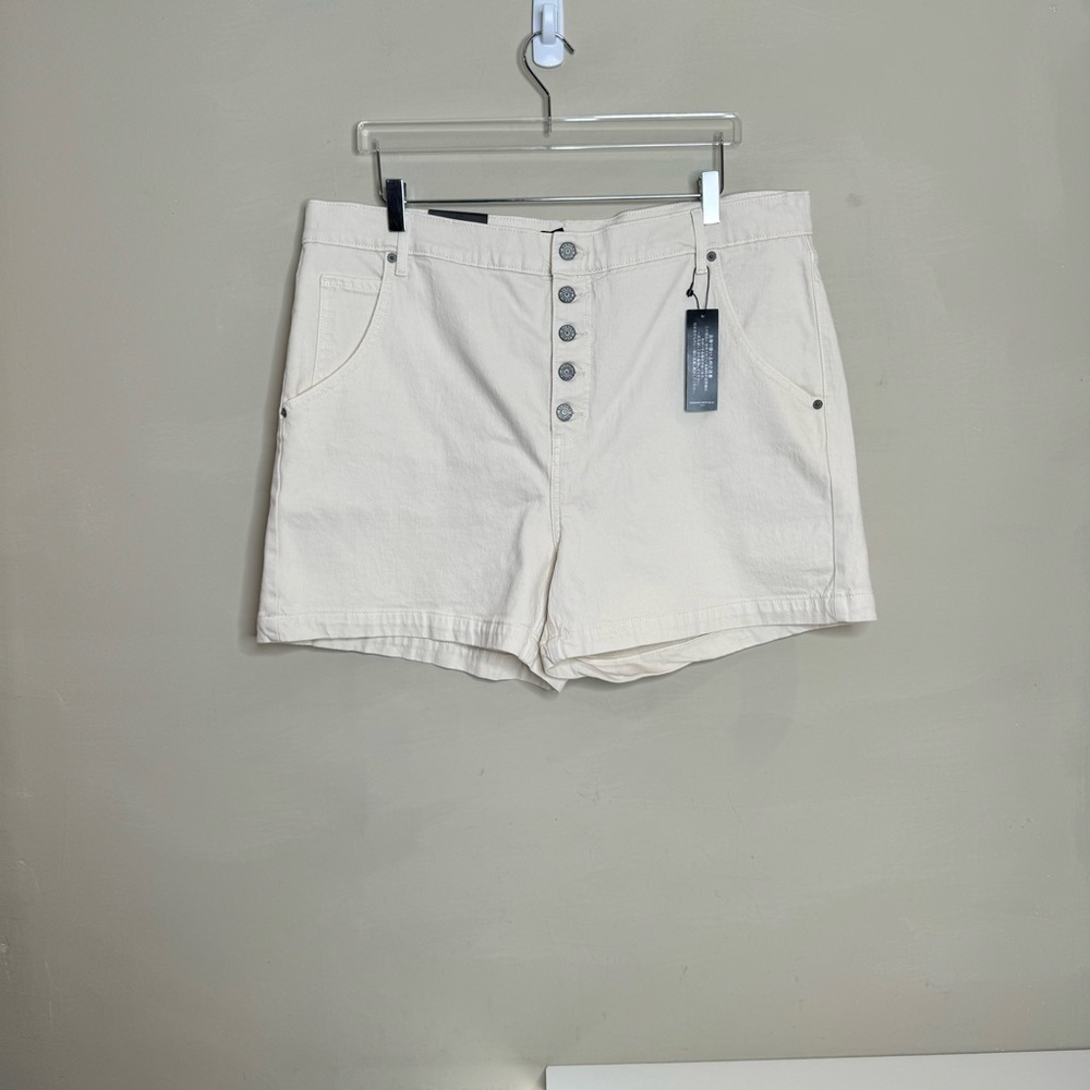 Banana Republic Button Fly Denim Shorts 4” Shorts Womens 34/18 cream beige NWT